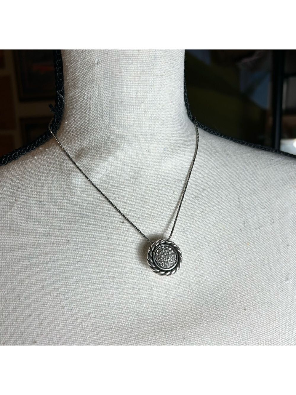 Brighton Magic Pearl Necklace Reversible Pendant Silver Plated Crystals 17" - Picture 4 of 14